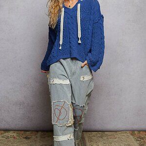 POL Blue Textured Sweater